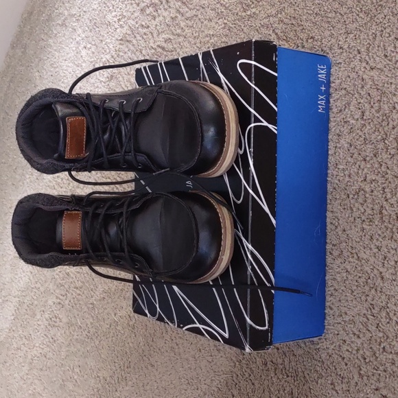 Boots dress casual, Max + Jake, Brayden, black with tan, size 7 - Picture 2 of 14